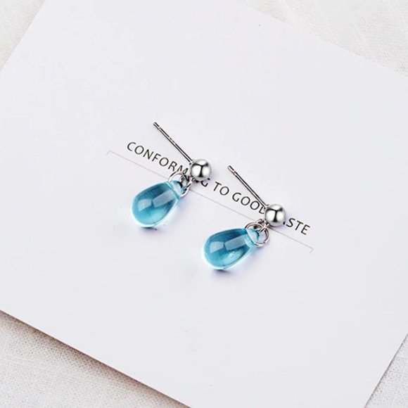 [Set of 3]925 Sterling Silver Crystal Water Drop Z - Picture 5 of 11